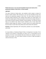 Political discourses on race and social inequalities through social media and live parliamentary debates in South Africa : a content analysis