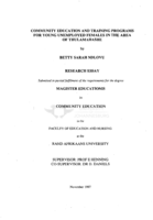 Community education and training programs for young unemployed females in the area of Thulamahashe