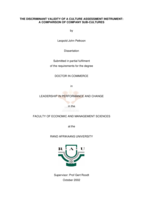 The discriminant validity of a culture assessment instrument: a comparison of company sub-cultures.