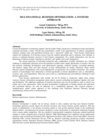 Multinational business optimization: a systems approach