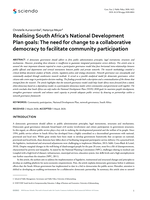 Realising South Africa’s National Development Plan goals : the need for change to a collaborative democracy to facilitate community participation