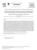 An assessment of the critical success factor for the reduction of cost of poor quality in construction projects in Swaziland