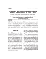 Dynamics and complexities of work based education in the context of technical, vocational and training colleges