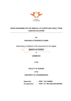Micro-organisms for the removal of copper and cobalt from aqueous solutions