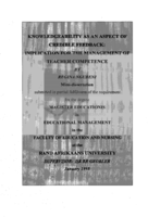 Knowledgeability as an aspect of credible feedback : implication for the management of teacher competence