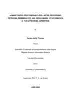 Administrative professional's role in the processing, retrieval, dissemination and repackaging of information in the networked enterprise