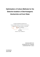 Optimisation of culture methods for the selective isolation of diarrhoeagenic Escherichia coli from water