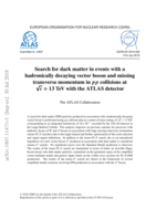 Search for dark matter in events with a  hadronically decaying vector boson and missing transverse momentum in p p collisions at √s = 13 TeV with the ATLAS detector