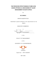 The perceived effectiveness of employee share options as a mechanism of talent management in South Africa