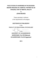 Facilitation of awareness in the decision-making process of a marital partner as an integral part of mental health