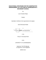 Educational strategies for the constructive management of a culture of aggression in a secondary school
