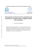 Measurements of electroweak Wj j production and constraints on anomalous gauge couplings with the ATLAS detector