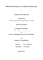 Improving the reliability of a chemical process plant