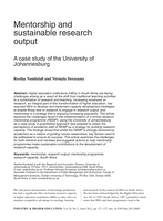 Mentorship and sustainable research output : a case study of the University of Johannesburg
