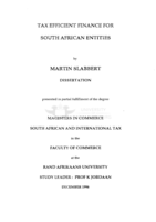 Tax efficient finance for South African entities