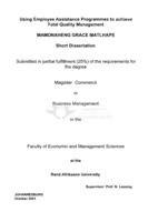 Using employee assistance programmes to achieve total quality management