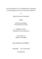 The development of an expressionistic program in the rehabilitation of juvenile delinquents