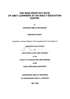 The high drop-out rate of ABET learners at an adult education centre