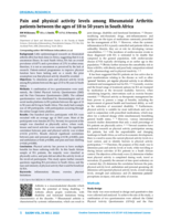 Pain and physical activity levels among Rheumatoid Arthritis patients between the ages of 18 to 50 years in South Africa