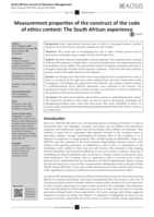 Measurement properties of the construct of the code of ethics content : the South African experience