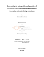 Determining the pathogenicity and quantities of Escherichia coli in selected South African water types using molecular biology techniques