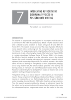Integrating authoritative disciplinary voices in postgraduate writing
