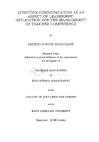 Effective communication as an aspect of leadership : implication for the management of teacher competence