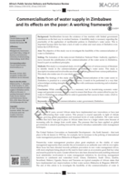Commercialisation of water supply in Zimbabwe and its effects on the poor : a working framework