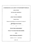 Consideration as an aspect of transparent feedback : implications for teacher competence