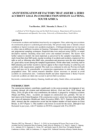 An investigation of factors that assure a zero accident goal in construction sites in Gauteng, South Africa