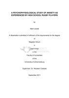 A psychophysiological study of anxiety as experienced by high school rugby players