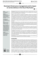 Municipal infrastructure management and its impact on service delivery in the City of Ekurhuleni