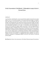 On the transcendence of self-identity : a philosophical account of Sartre’s personal praxis