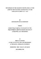 The mission of the church in South Africa in the light of the function and meaning of the paraclete in John 13:31 - 16:33