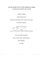 The determination of the important risks in the management of a bank