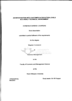 An investigation into customer satisfaction levels in a highly technical environment