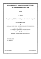 Bemarking in maatskaplike werk : 'n verkennende studie