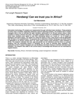 Herzberg! Can we trust you in Africa?