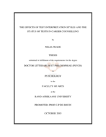 The effects of test interpretation styles and the status of tests in career counselling