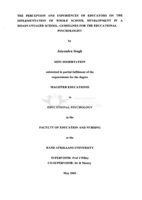 The perception and experiences of educators on the implementation of whole school development in a disadvantaged school : guidelines for the educational psychologist