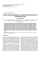 Factors affecting adoption of e-government services : a conceptual model