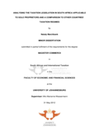 Analysing the taxation legislation in South Africa applicable to sole proprietors and a comparison to other countries’ taxation regimes