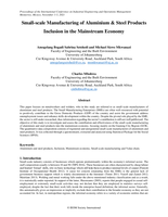Small-scale Manufacturing of Aluminium & Steel Products Inclusion in the Mainstream Economy