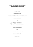 Factors that facilitate trustworthiness of managers in the organisation
