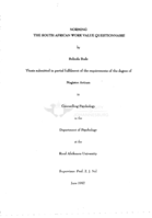 Norming the South African work value questionnaire
