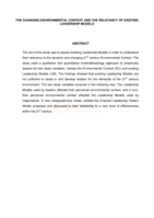 The changing environmental context and the relevancy of existing leadership models