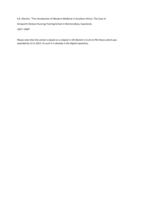 The introduction of western medicine in Southern Africa : the case of Ainsworth Dickson Nursing Training School in Bremersdorp, Swaziland, 1927–1949