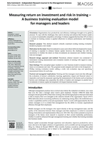 Measuring return on investment and risk in training – a business training evaluation model for managers and leaders