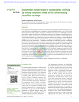 Stakeholder inclusiveness in sustainability reporting by mining companies listed on the Johannesburg Securities Exchange