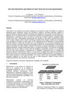 Applying preventive and predictive best practice on plant maintenance